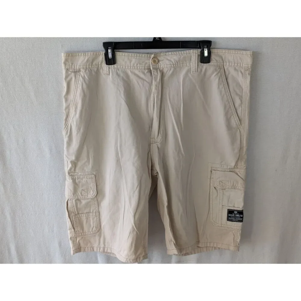 Y2k Ecko Unltd. Baggy Cargo Shorts Cream Men's Size 40